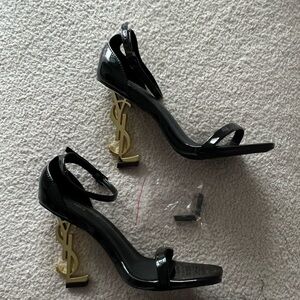 YSL Black & Gold Logo Heels